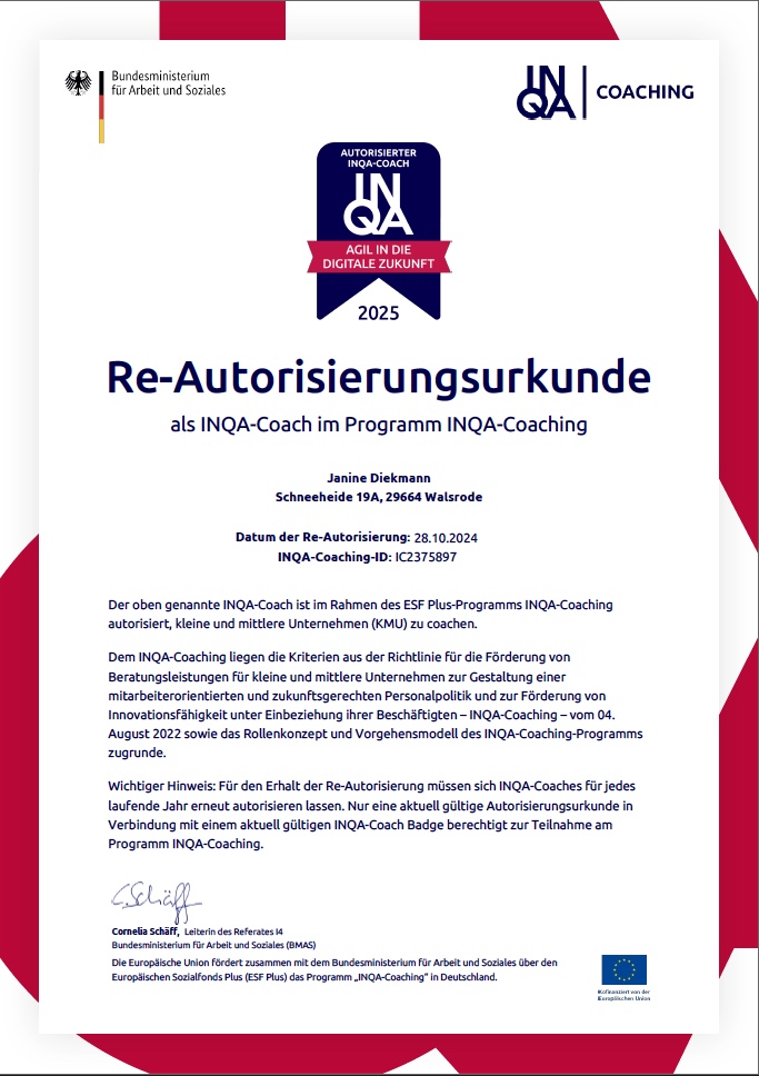 INQA Autorisierungsurkunde
